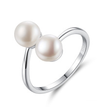 Daily Simple 925 Silver Double Freshwater Pearls Finger Rings